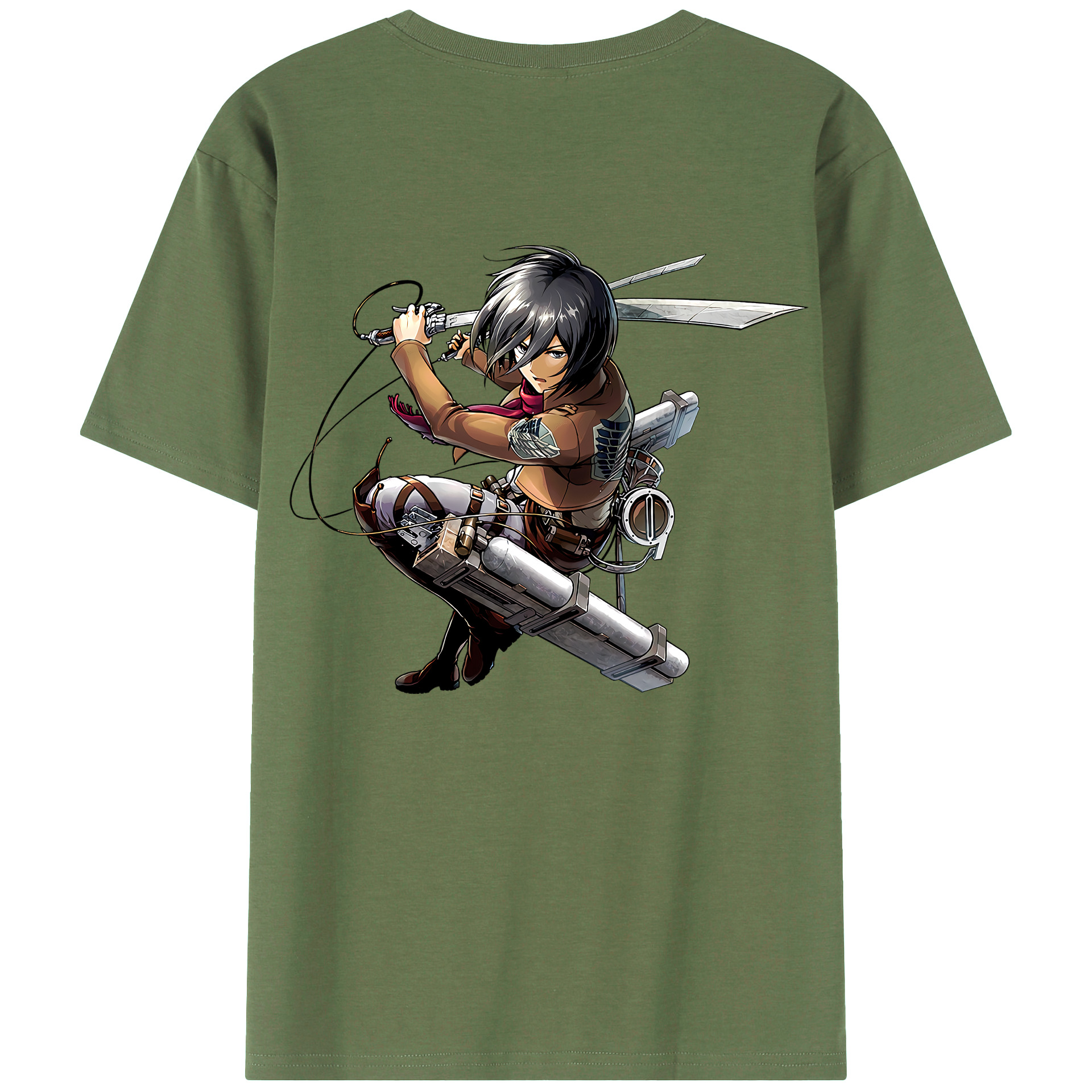 （画像用） 進撃の巨人 ミカサ·アッカーマン Attack on Titan Mikasa Ackerman 綿100％ メンズ半袖Tシャツ（バックプリント） 通気性